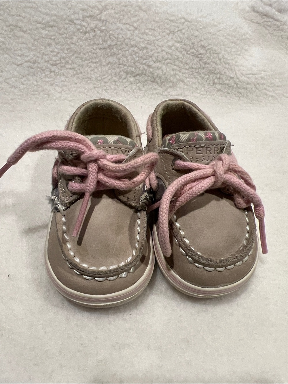 Sperry Toddler Boat Shoes in Blush Pink and Taupe